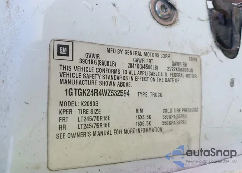 1998 GMC Sierra 2500 Hd Sl z USA, uszkodzony, nr VIN 1GTGK24R4WZ532594